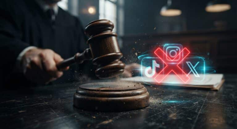 visuel-marteau-de-tribunal-avec-logos-differents-reseaux-sociaux-barres